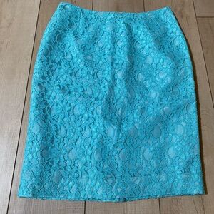 Helene Berman London Lace Pencil Skirt – Aqua, Size M